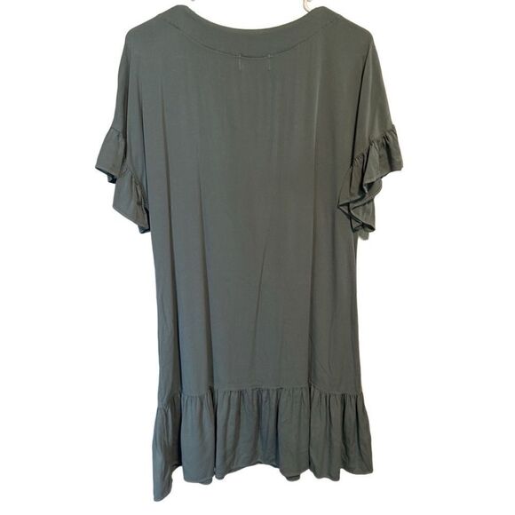 MICHAEL STARS ANTHROPOLOGIE- Ruffled Hem Dress Sea Foam Lace Up Shift, Size Lg - Picture 6 of 12